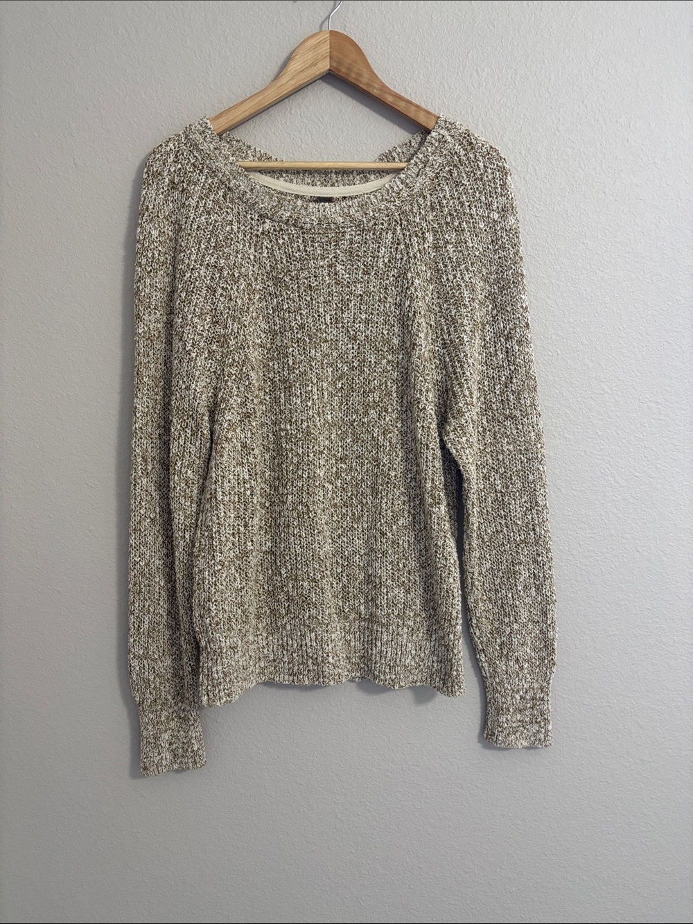 Free People Cozy Neutral Marled Knit Sweater Long Sleeve Size L
